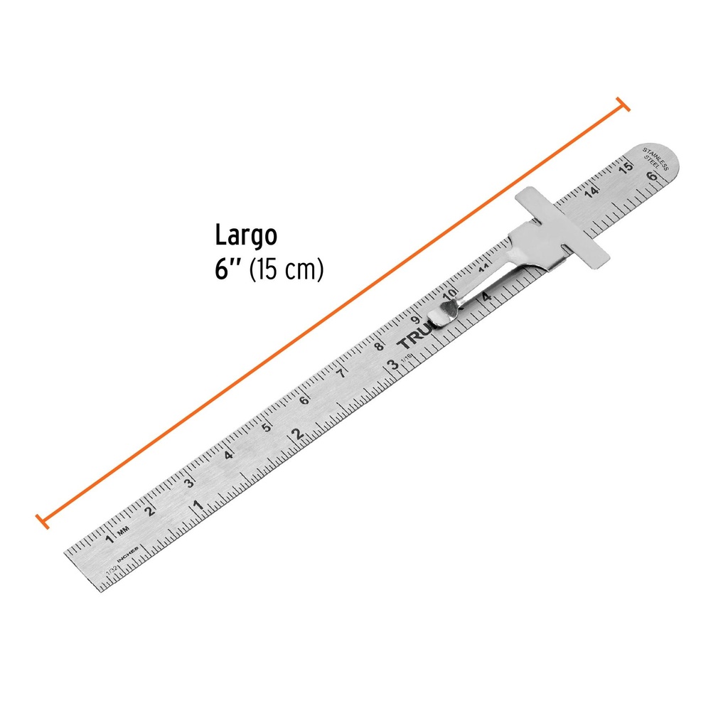 Regla 15 cm de acero inoxidable de bolsillo, Truper