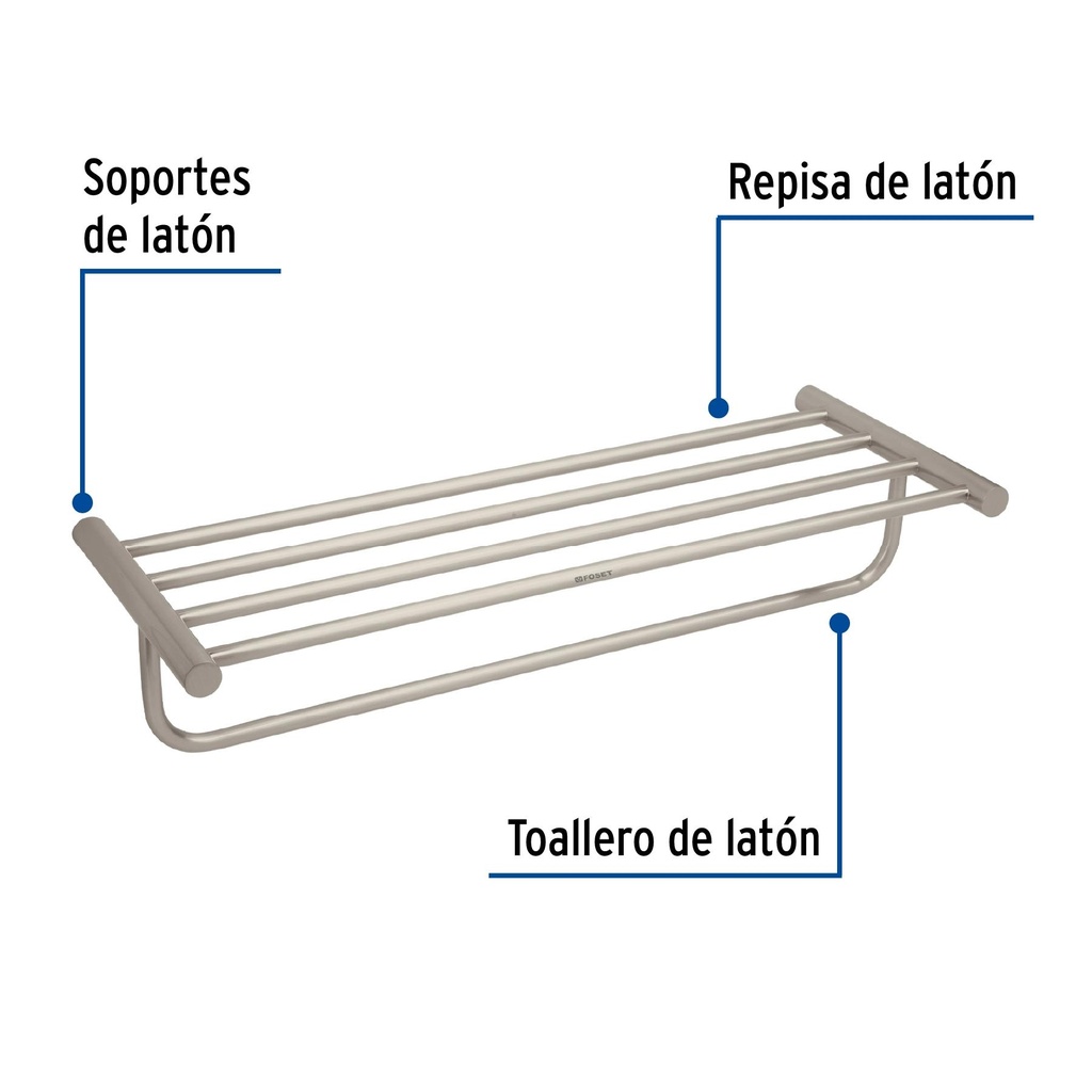 Repisa de latón portatoalla en acabado satín, Foset Element