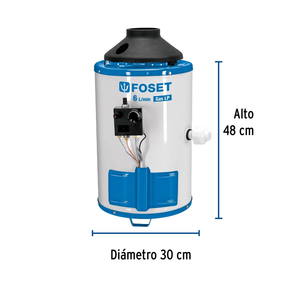 Calentador de paso 6L 1 servicio gas L.P. piezo eléct., Fose