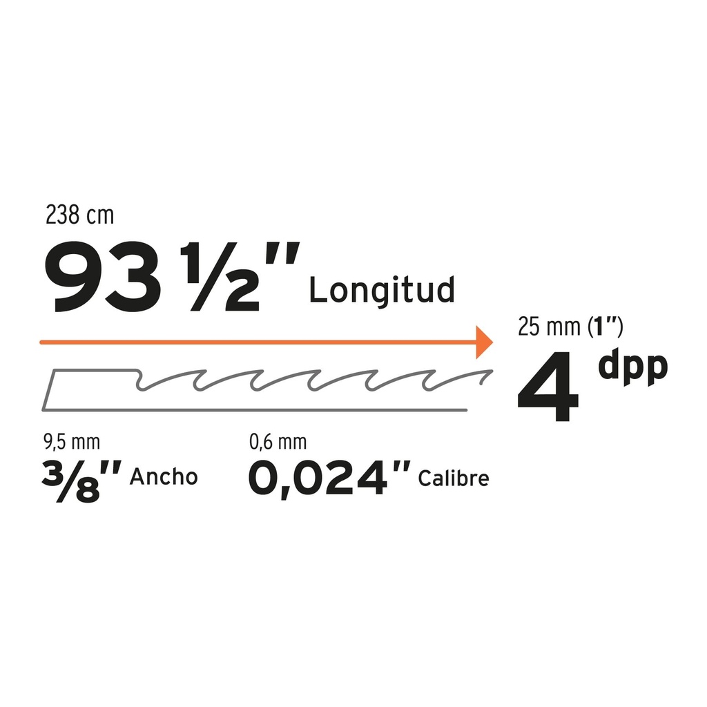 Repuesto sierra 93' x 4 dpp, para sierra cinta SCI-14E