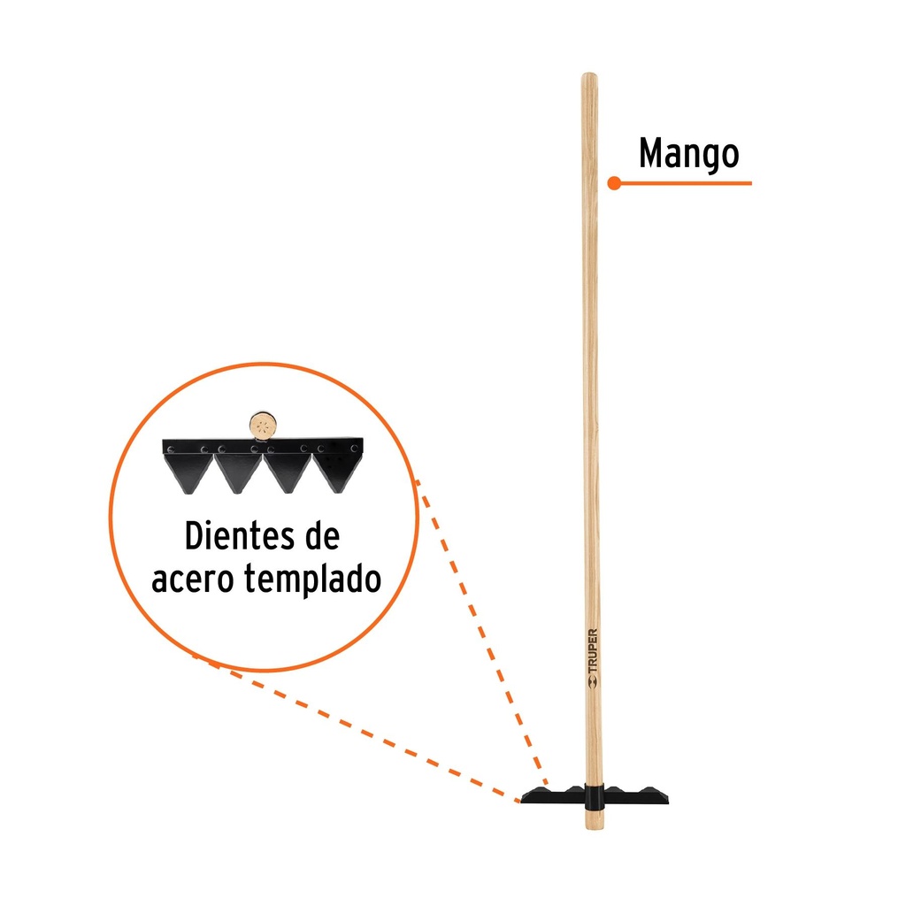 Rastrillo forestal con mango de madera de 60', Truper