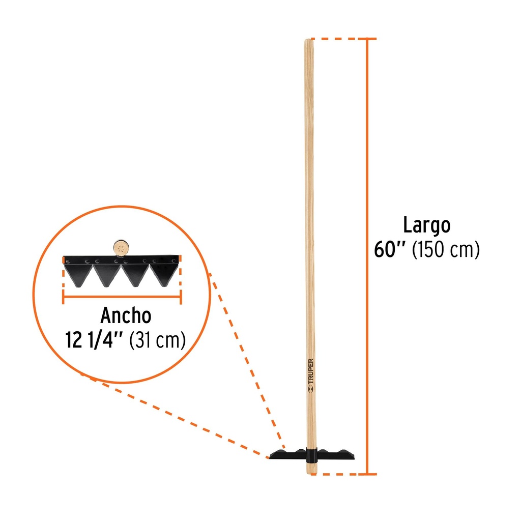 Rastrillo forestal con mango de madera de 60', Truper