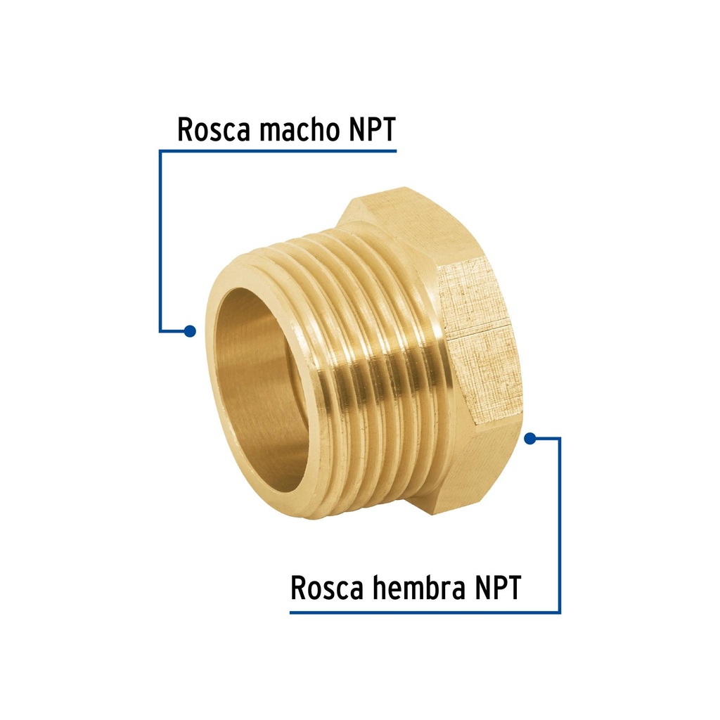 Reducción bushing de latón, 1' x 3/4', Foset