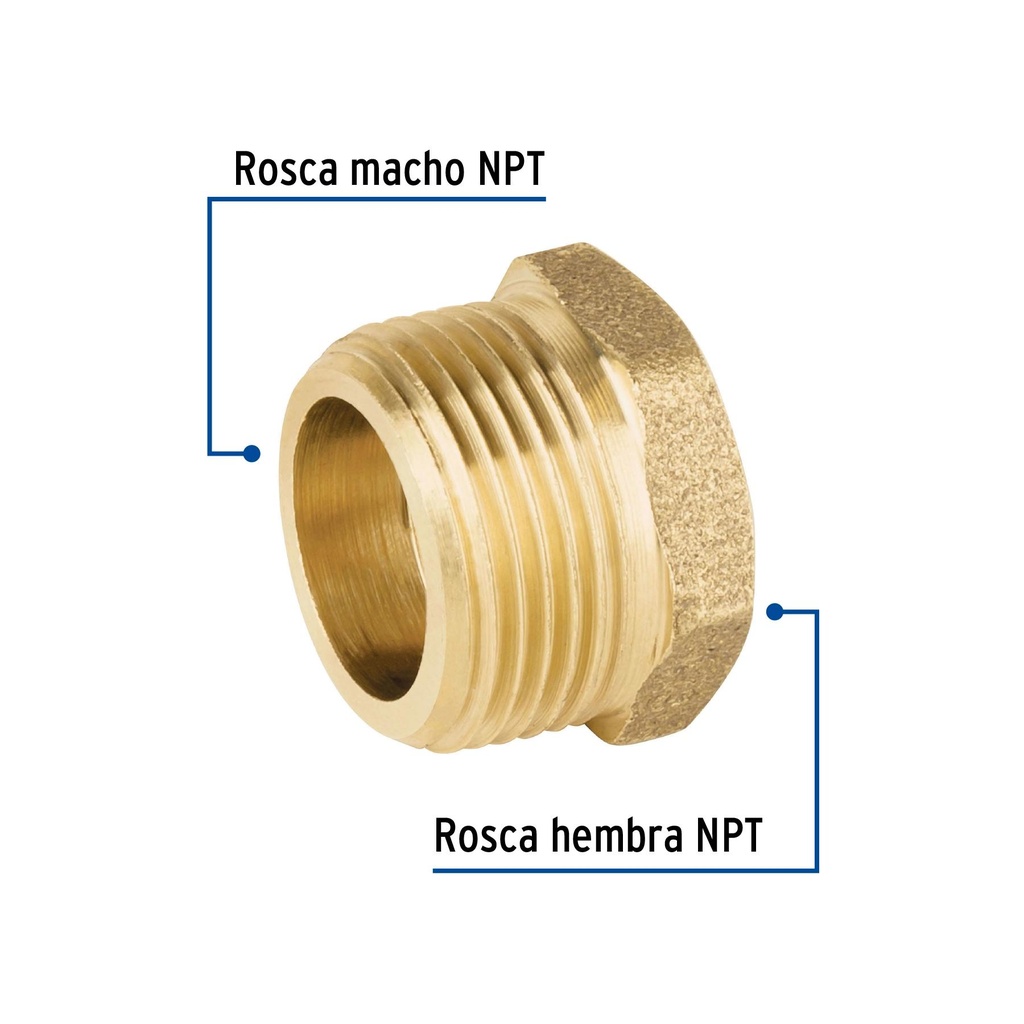 Reducción bushing de latón, 3/4' x 1/2', Foset