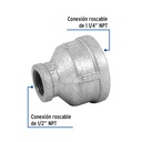 Reducción campana acero galvanizado 1-1/4' x 1/2', Foset