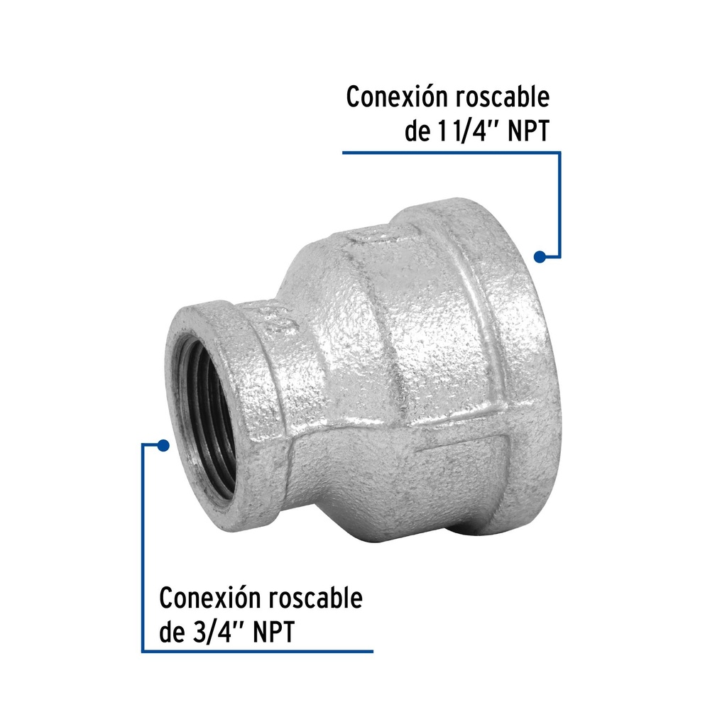 Reducción campana acero galvanizado 1-1/4' x 3/4', Foset