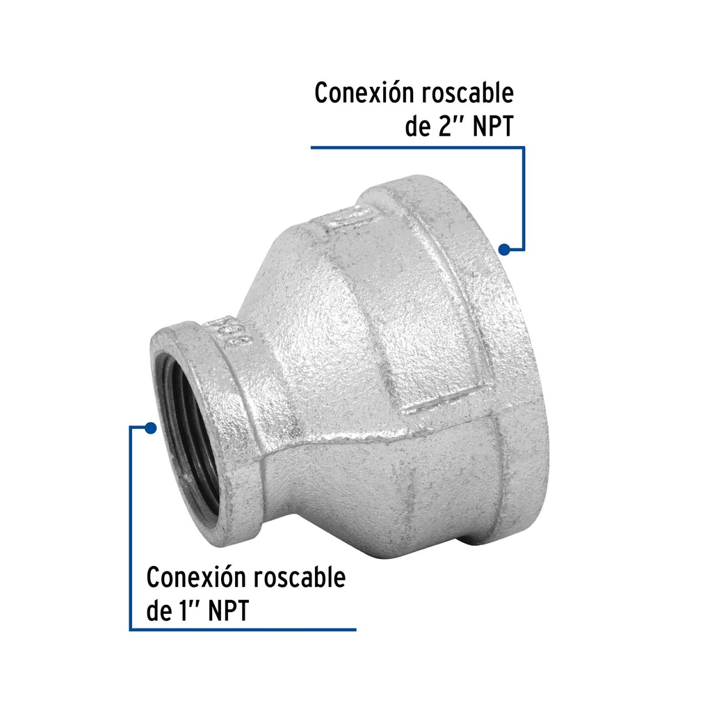 Reducción campana acero galvanizado 2' x 1', Foset