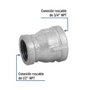 Reducción campana acero galvanizado 3/4' x 1/2', Foset