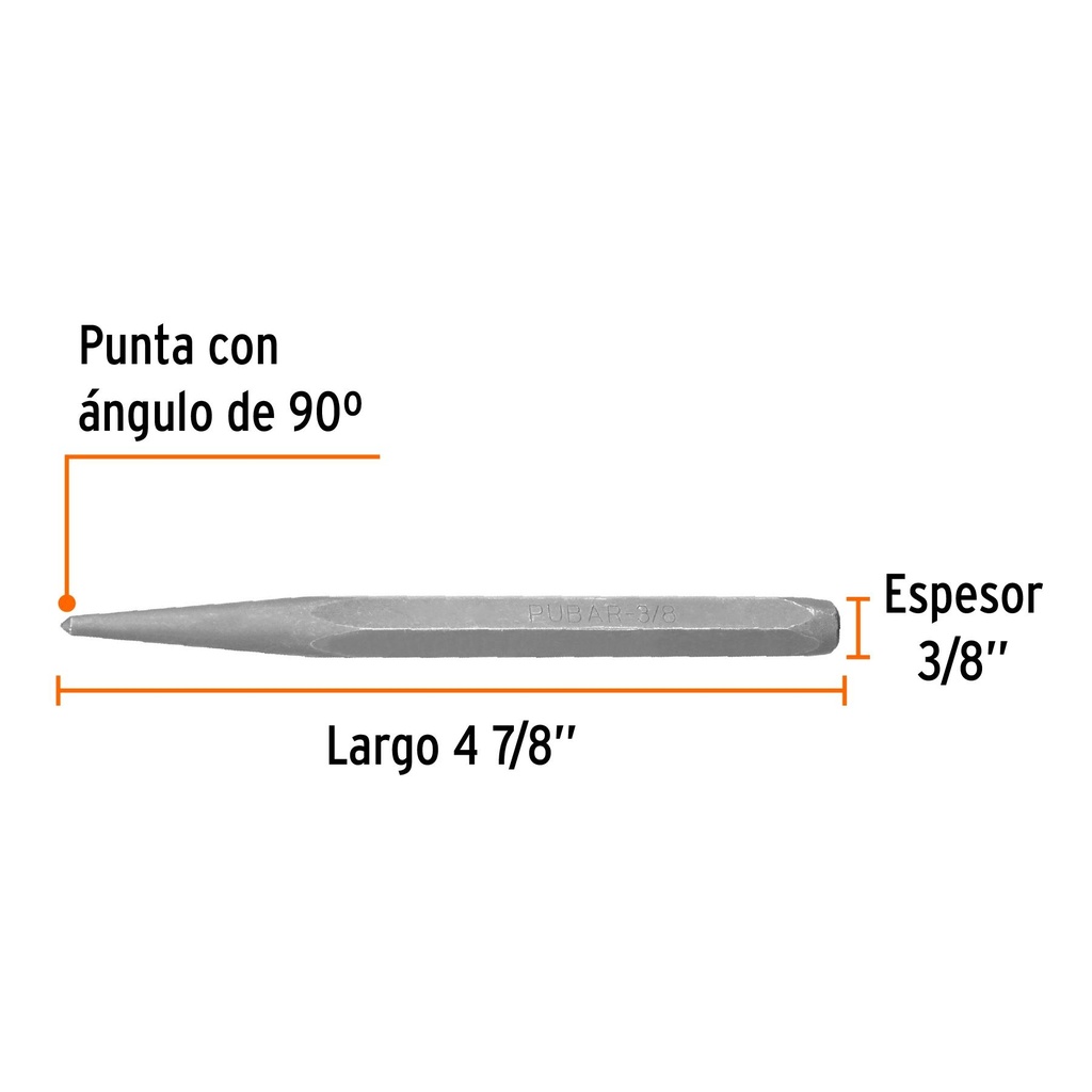 Punzón 3/8' para barrenar, largo 4-7/8', Truper