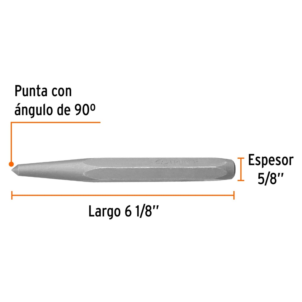 Punzón 5/8' para barrenar, largo 6-1/8', Truper