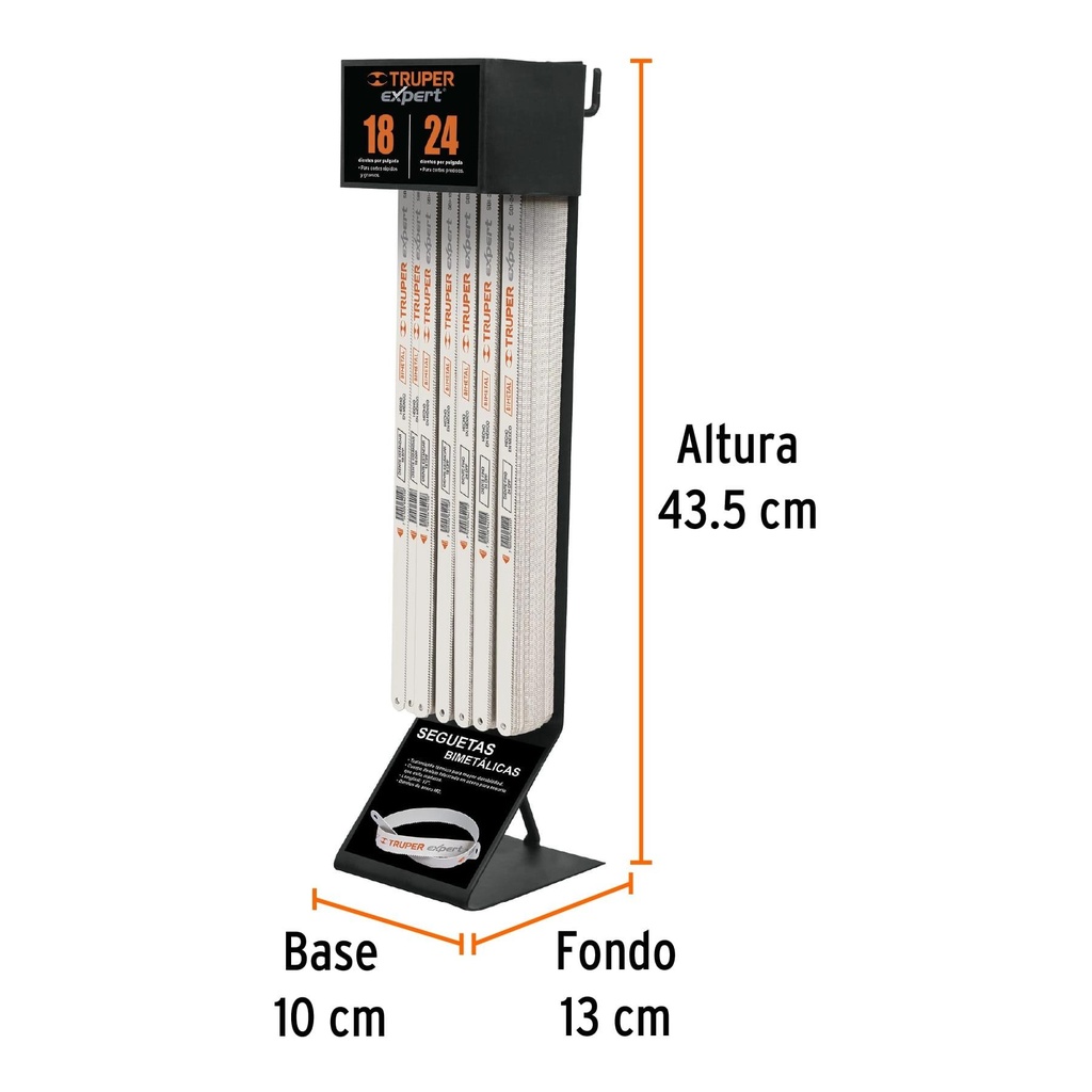 Rack despachador con 300 seguetas