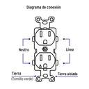 Contacto dúplex, tierra aislada, 15 A, línea standard