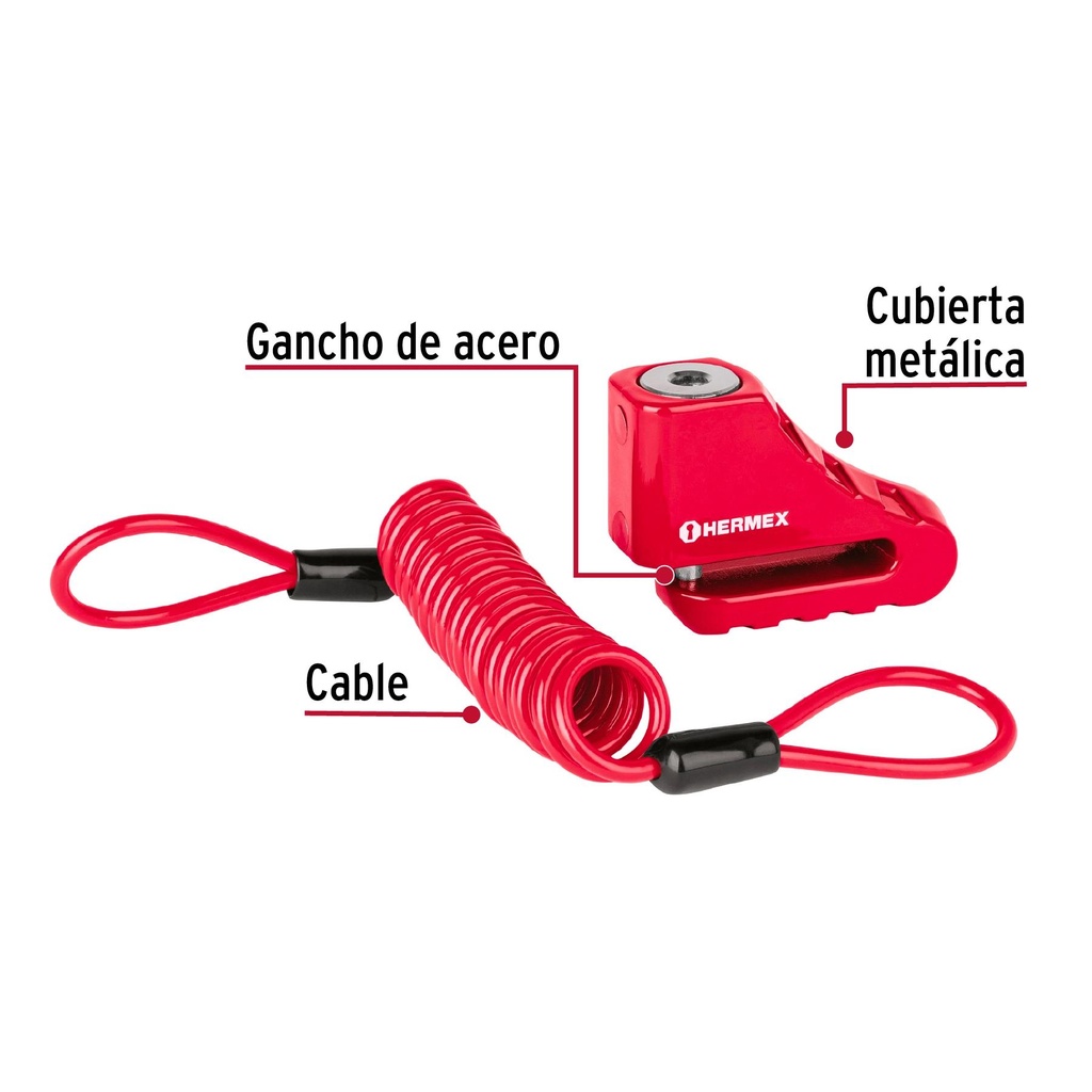 Candado para disco de motocicleta, perno de 5.5 mm, Hermex