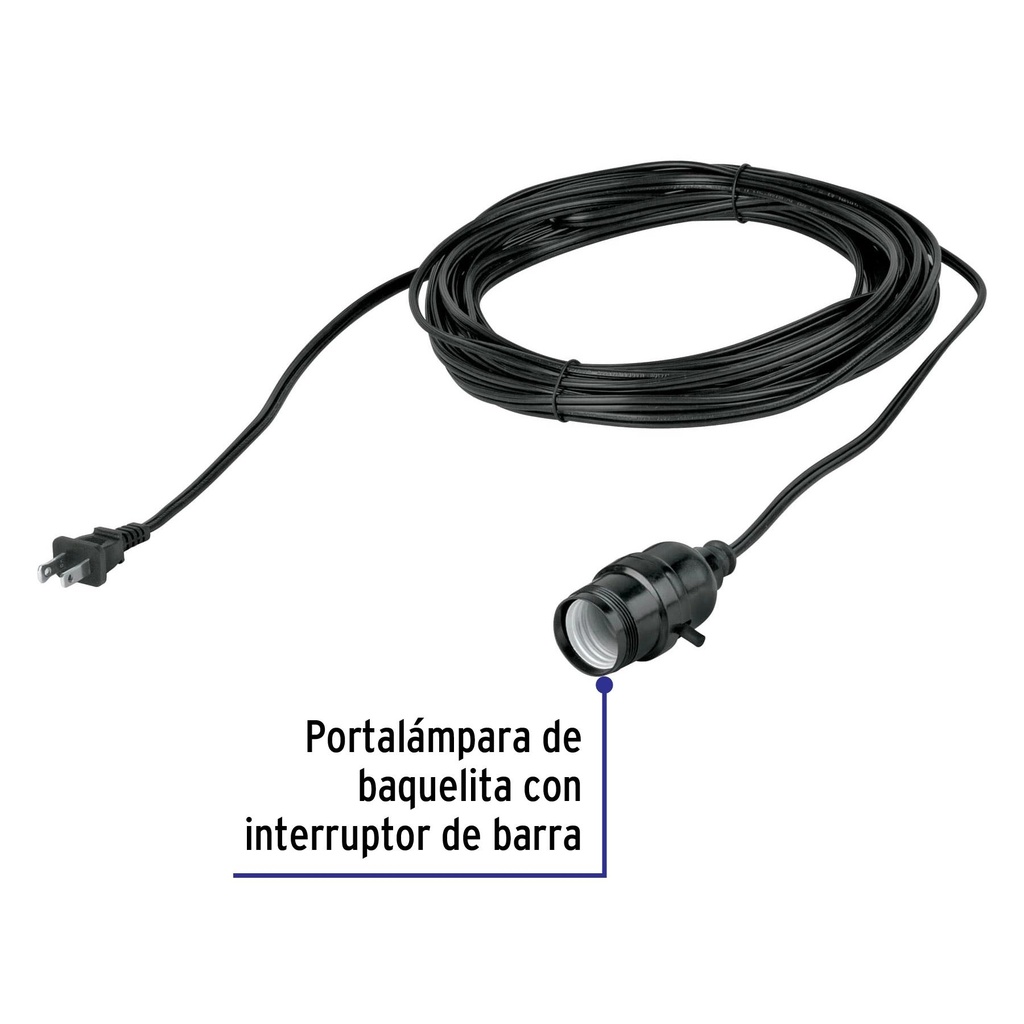 Portalámparas con cable de 10 m, Volteck