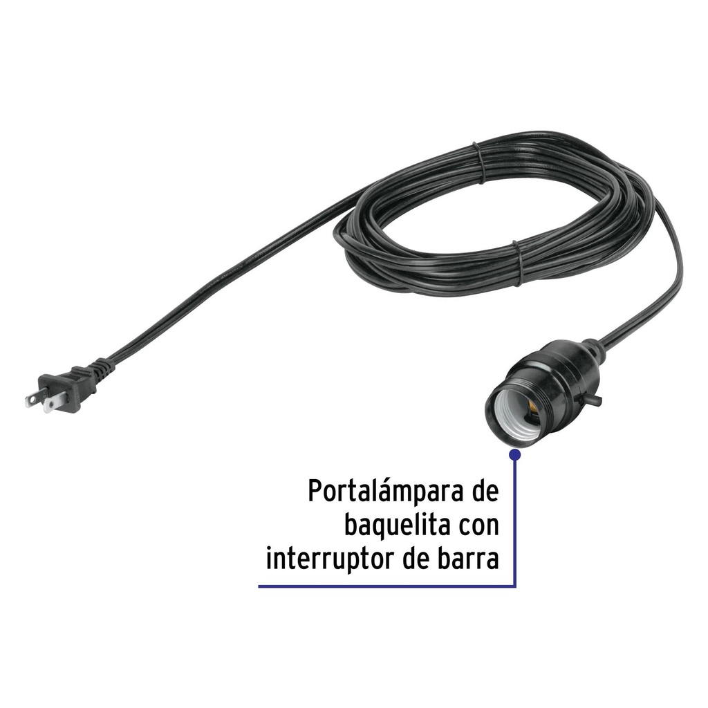 Portalámparas con cable de 6 m, Volteck