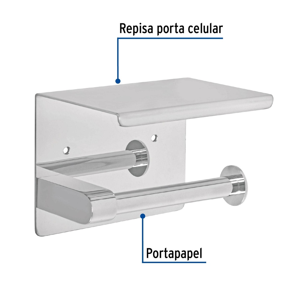 Portarrollo cromo con soporte para celular, Foset Riviera