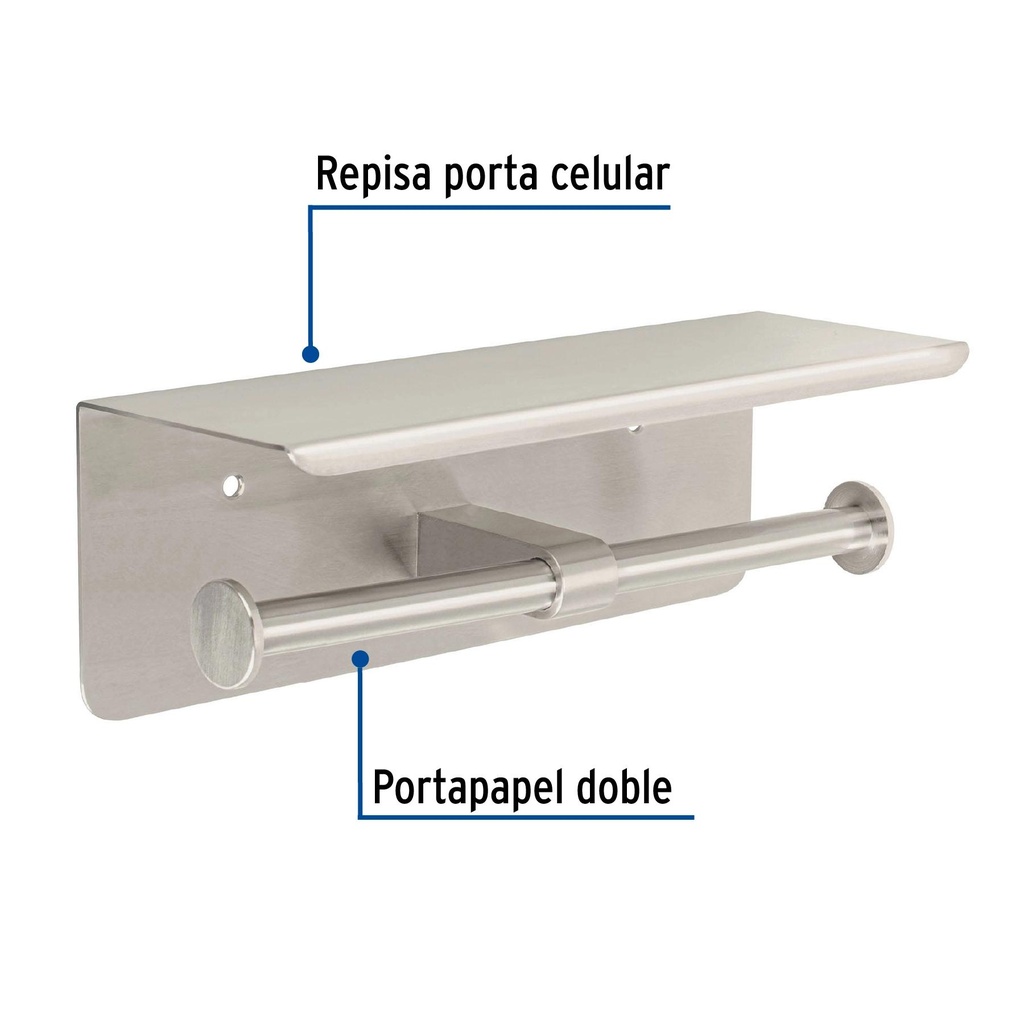 Portarrollo doble en satín con soporte para celular, Riviera