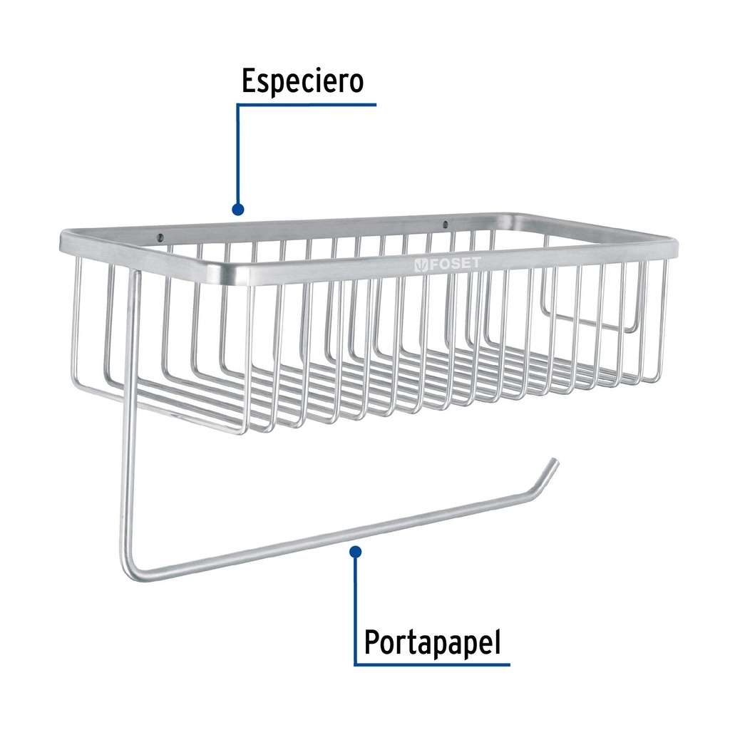 Portarrollo y especiero en cromo para cocina, Foset Riviera