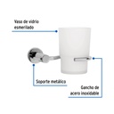 Portavaso cepillero cromo con vaso de vidrio, Foset Element