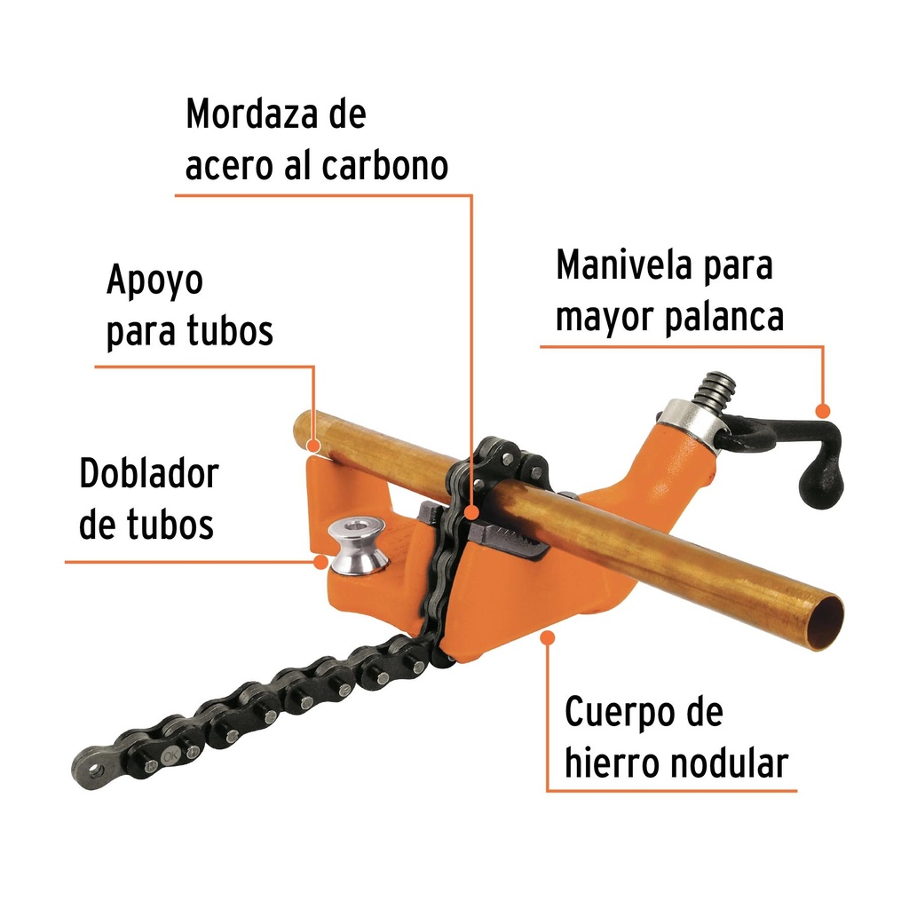 Prensa 2-1/2' de cadena para tubo, cuerpo de hierro nodular