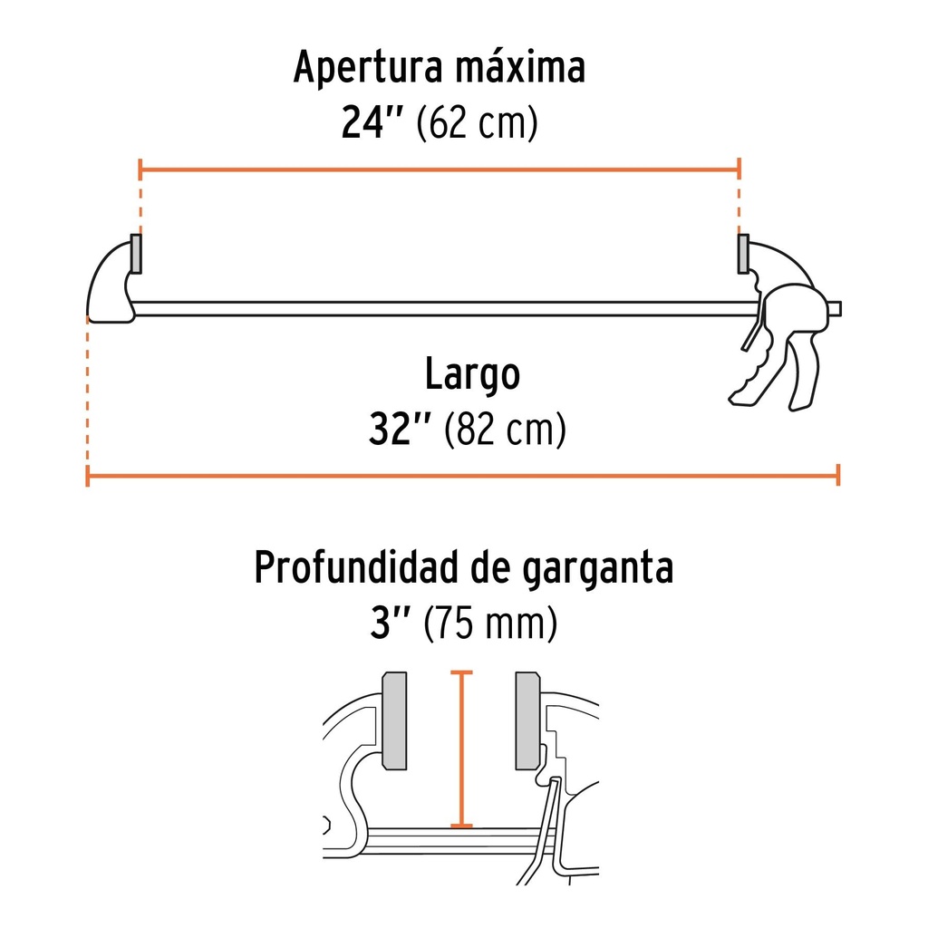 Prensa de ajuste rápido 24' uso rudo, cuerpo nylon, Expert