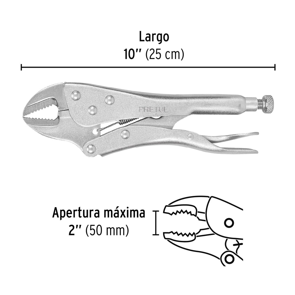 Pinza de presión 10' mordaza recta, a granel, Pretul