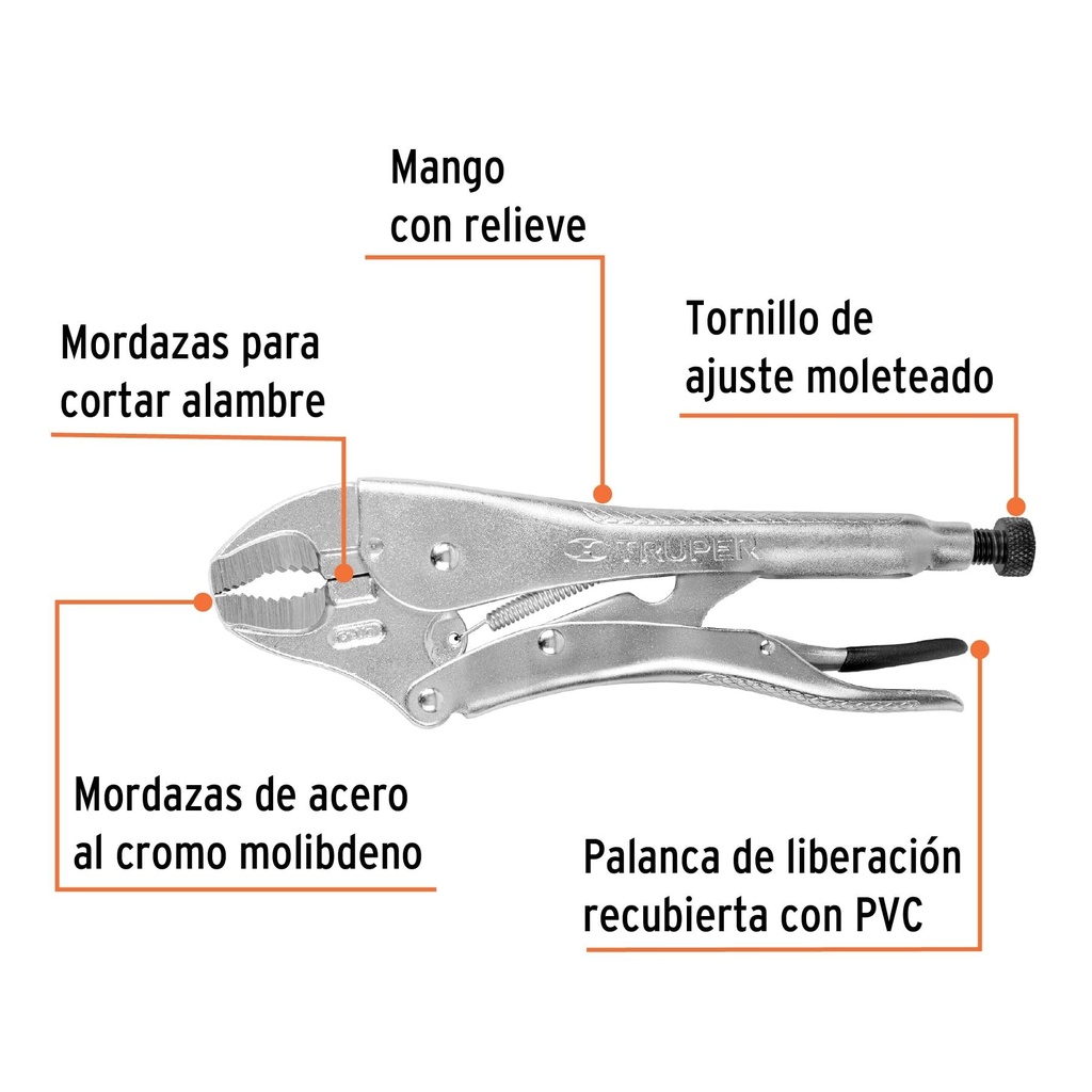 Pinza de presión 12' mordaza curva, Truper