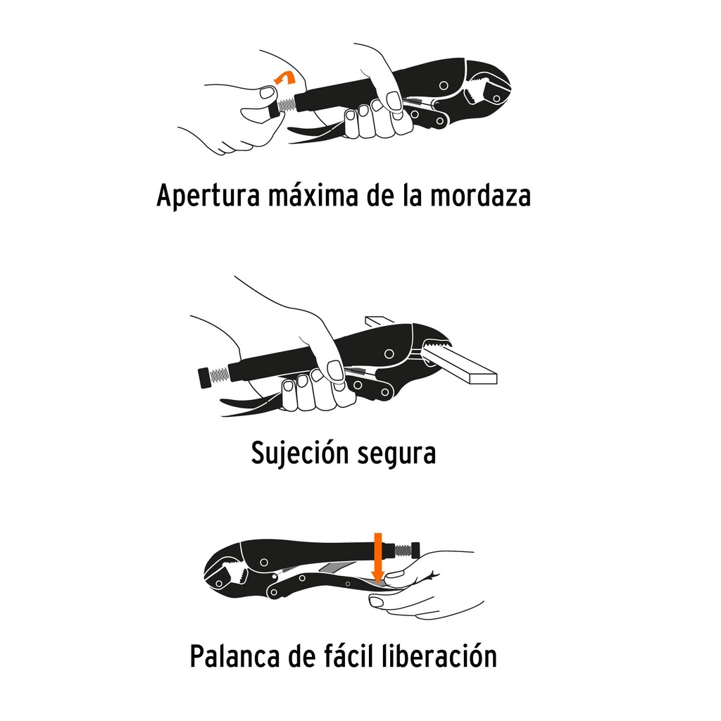 Pinza de presión 12' mordaza curva, Truper