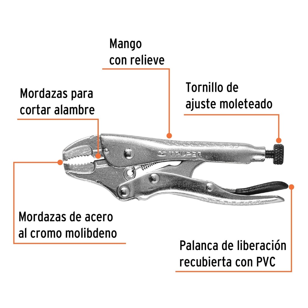 Pinza de presión 4' mordaza curva, Truper