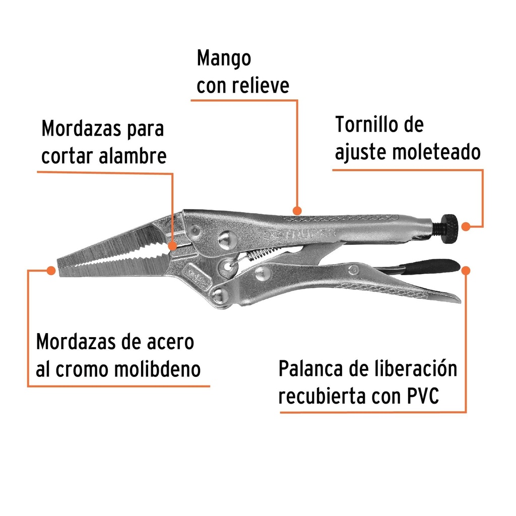 Pinza de presión 6', punta larga, Truper