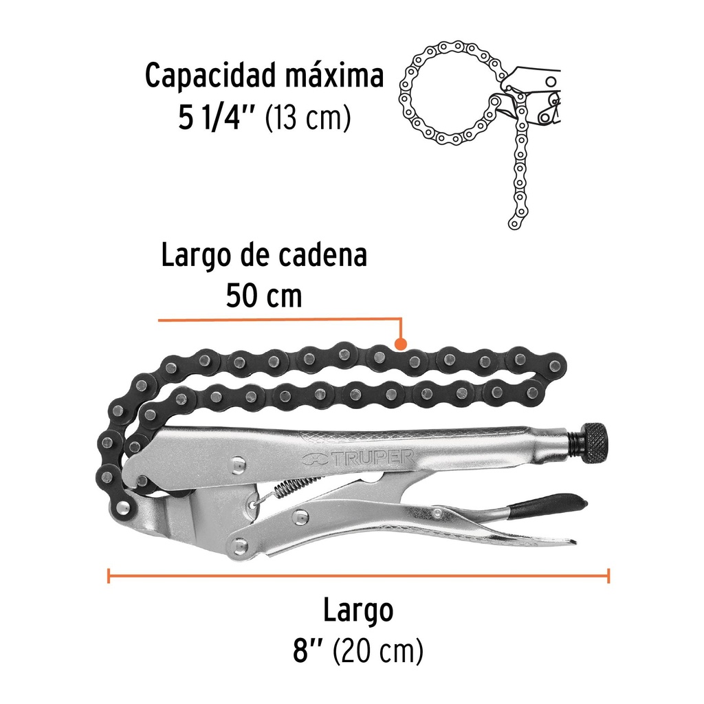 Pinza de presión 8' de cadena, Truper