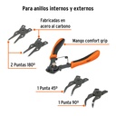 Pinza para anillos de retención 6' 4 cabezas intercambiables