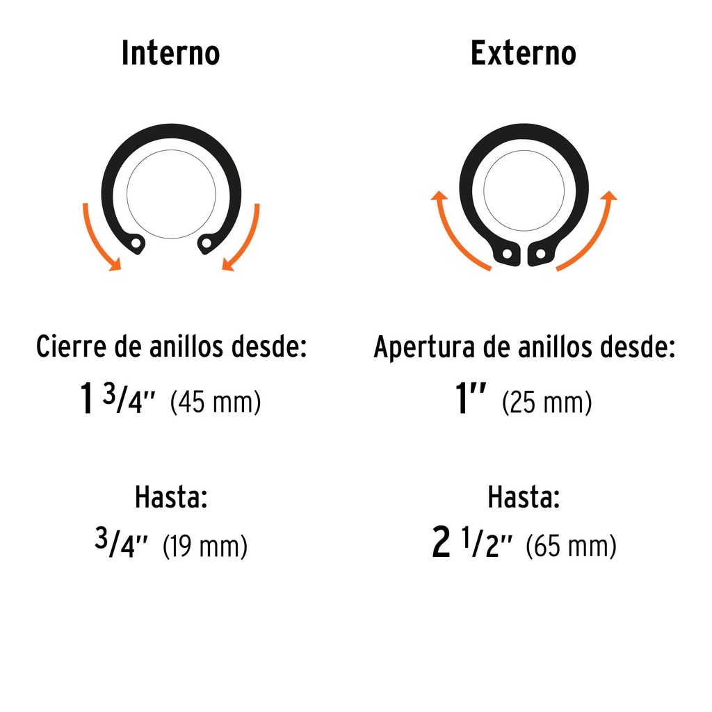 Pinza para anillos de retención 6' 4 cabezas intercambiables