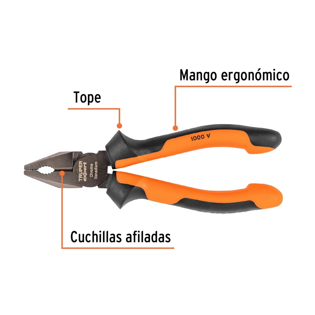 Pinza para electricista 6' mango Comfort Grip, Truper Expert