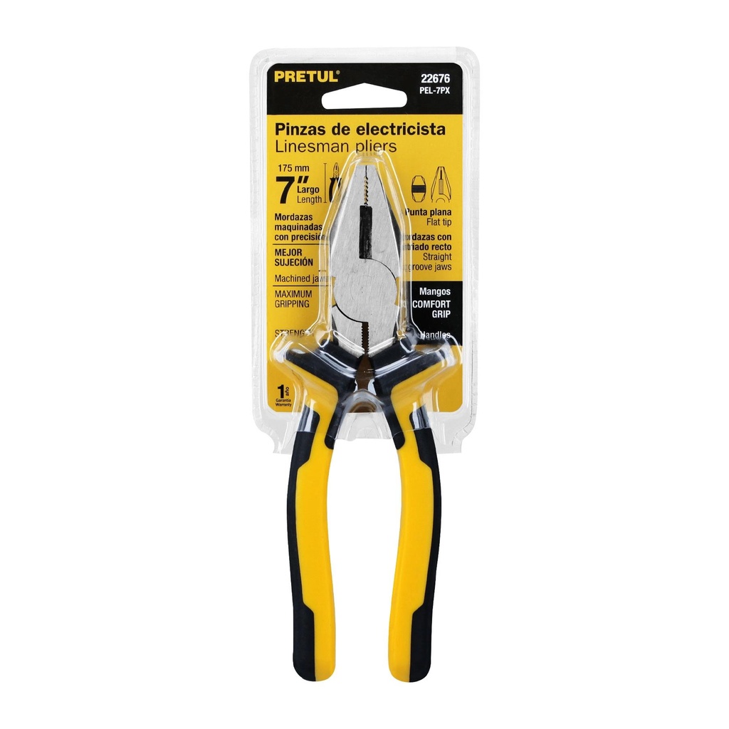 Pinza para electricista 7' mango Comfort Grip, Pretul