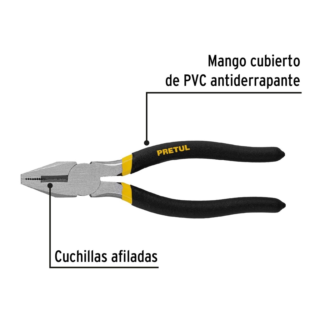 Pinza para electricista 7' mango de vinil, Pretul