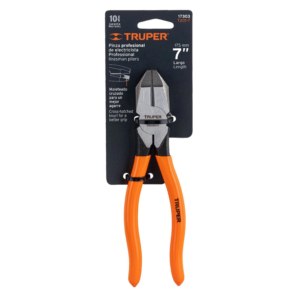 Pinza para electricista 7' uso rudo, mango PVC, Truper