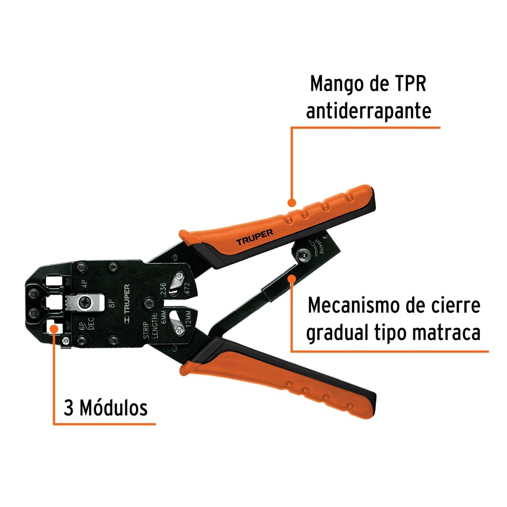 Pinza ponchadora, 3 módulos