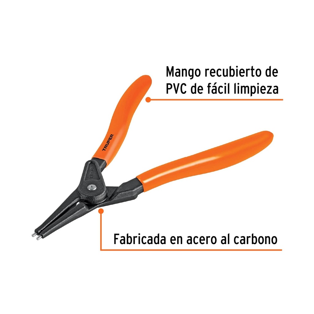 Pinza punta recta 7' para abrir anillos, mango de PVC