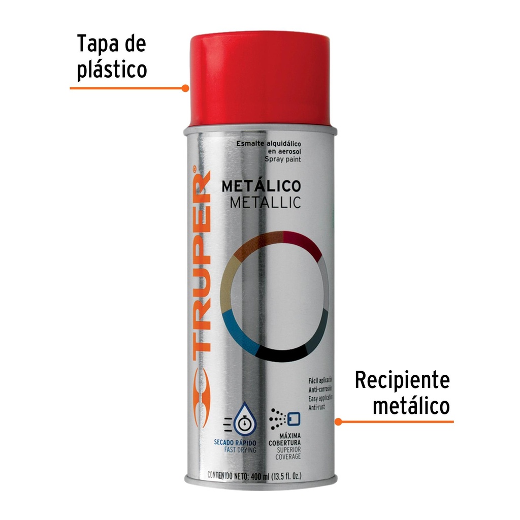 Pintura en aerosol, rojo metálico, 400 ml,Truper