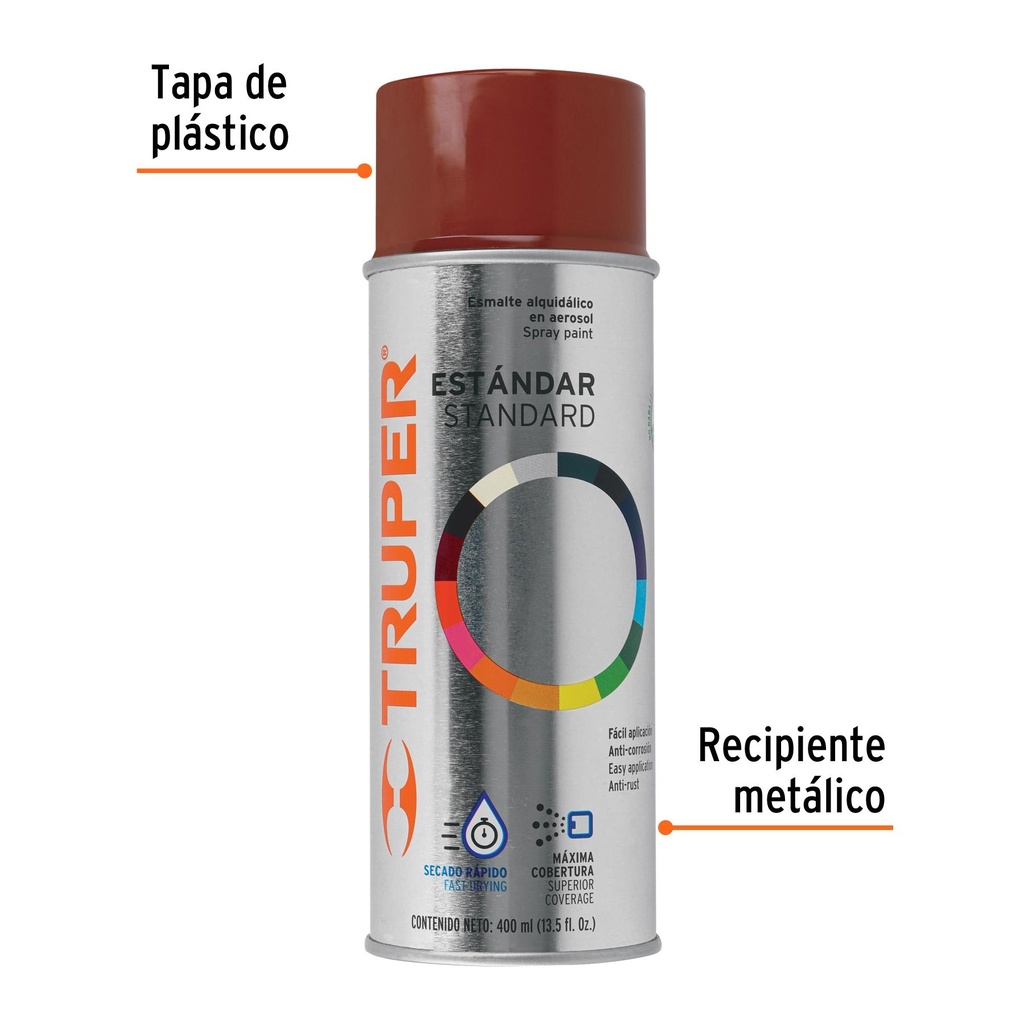 Pintura en aerosol, rojo primario, bote tradicional, 400 ml