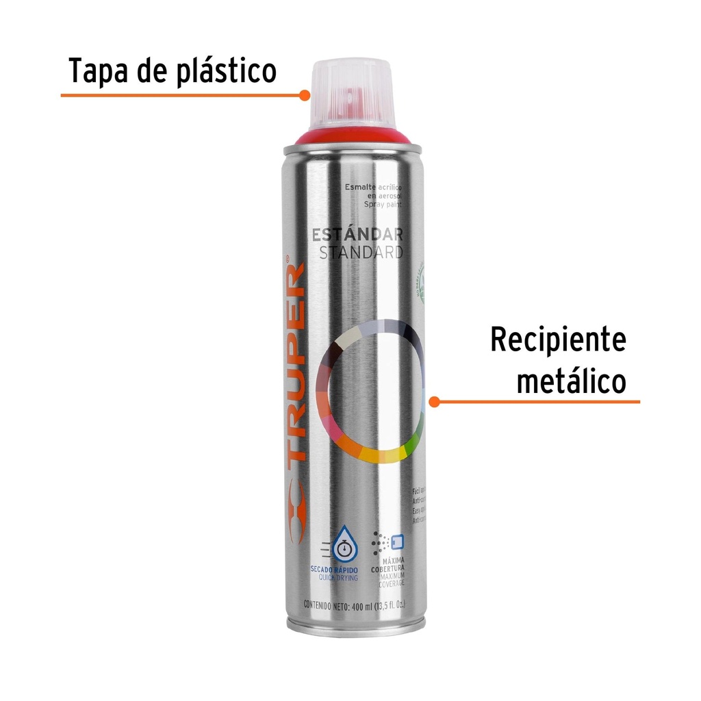 Pintura en aerosol, rojo seguridad, bote esbelto, 400 ml