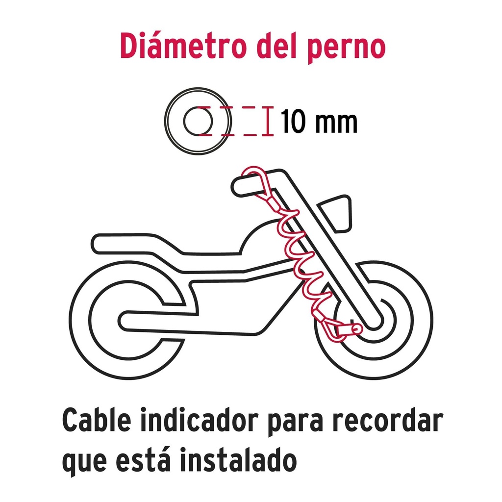 Candado para disco de motocicleta, perno de 10 mm, Hermex