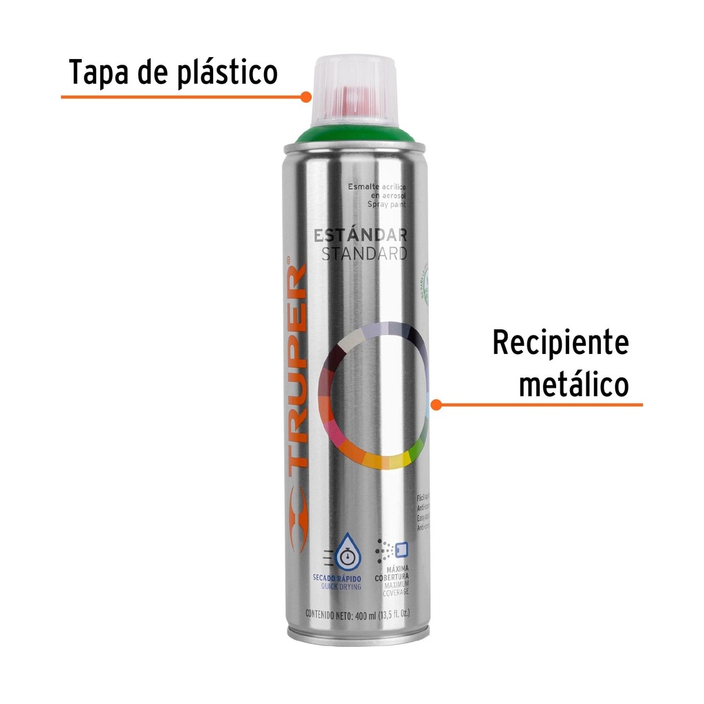 Pintura en aerosol, verde ecológico, bote esbelto, 400 ml