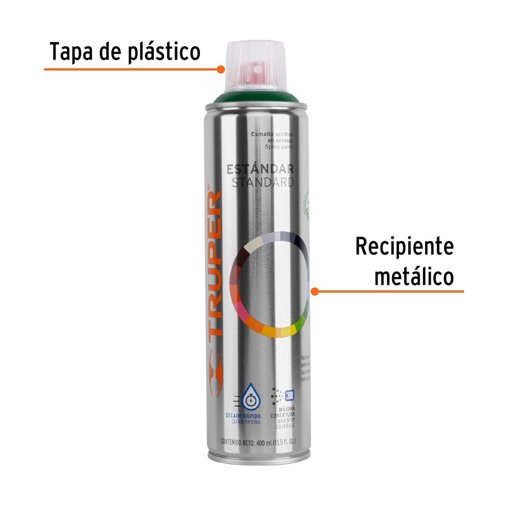 Pintura en aerosol, verde hoja, bote esbelto, 400 ml