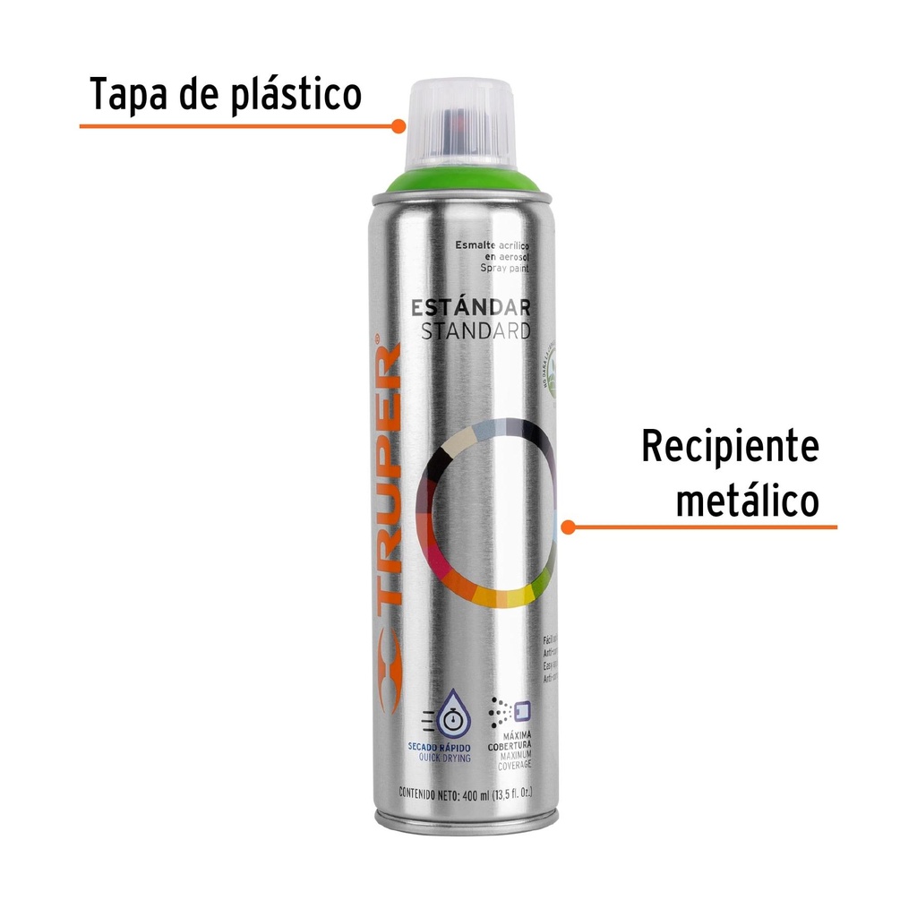 Pintura en aerosol, verde manzana, bote esbelto, 400 ml