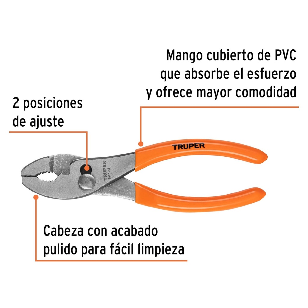 Pinza de chofer 6' mango de PVC, Truper