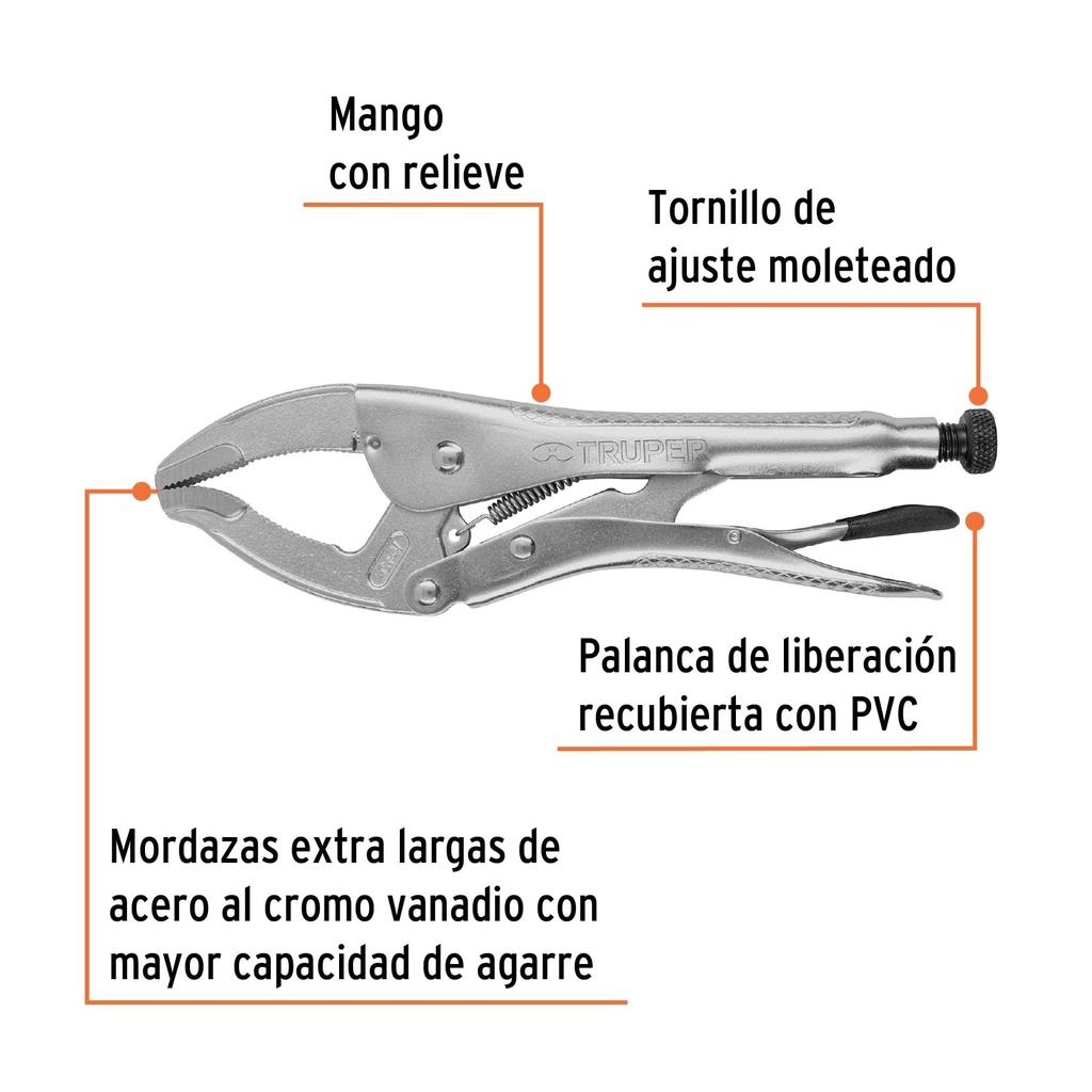 Pinza de presión 10' apertura amplia, Truper