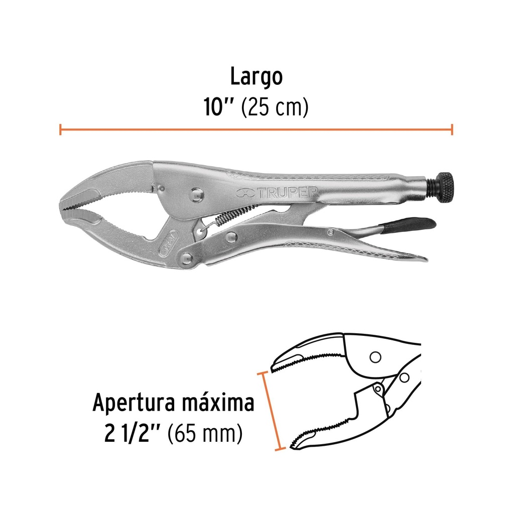 Pinza de presión 10' apertura amplia, Truper