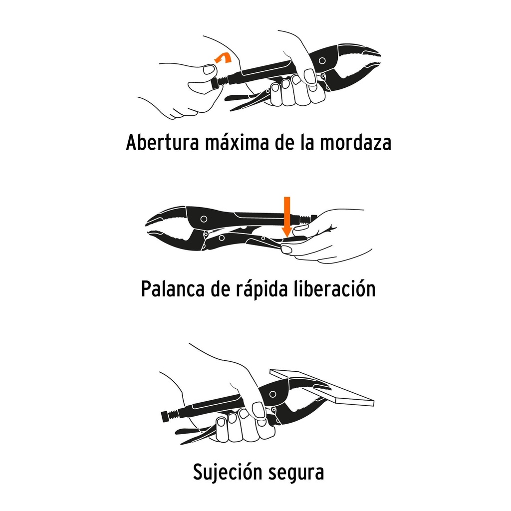 Pinza de presión 10' apertura amplia, Truper